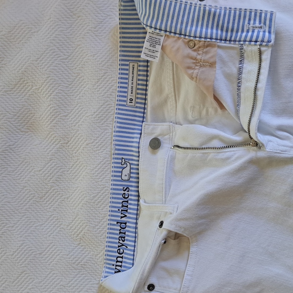Vineyard‎ Vines Womens White Stretch Denim Crop Flare Jeans Raw Hem S-10 - Picture 8 of 10